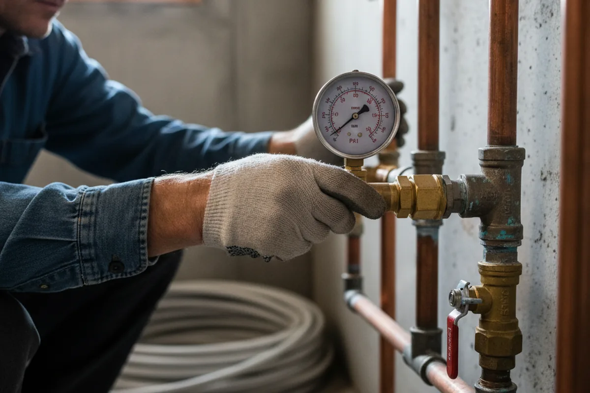 Pressure testing a repaired line during Water Line Repair in Leawood